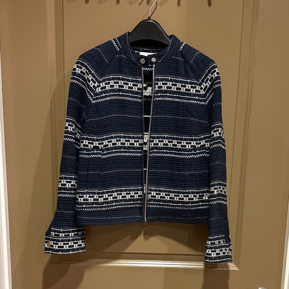 A.L.C. Navy and Cream Patterned Blazer